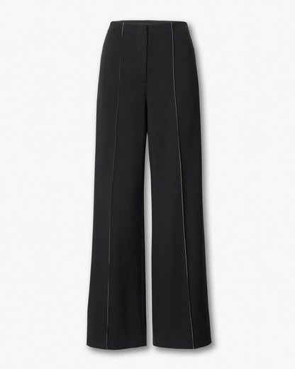 Irina Contrast-Stitch Pants - Black