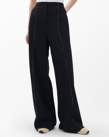 Irina Contrast-Stitch Pants - Black
