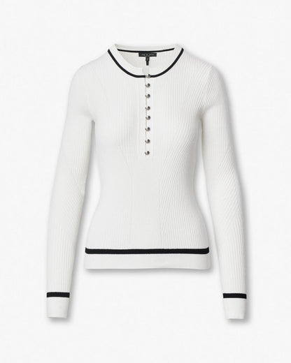 Kassy Ribbed Henley - Ivory