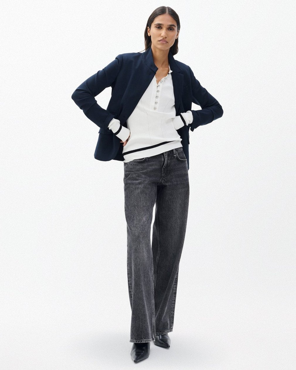 Kassy Ribbed Henley - Ivory