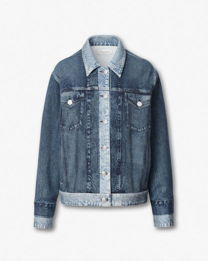 Miramar Oversized Combo Trucker Jacket - Double Indigo