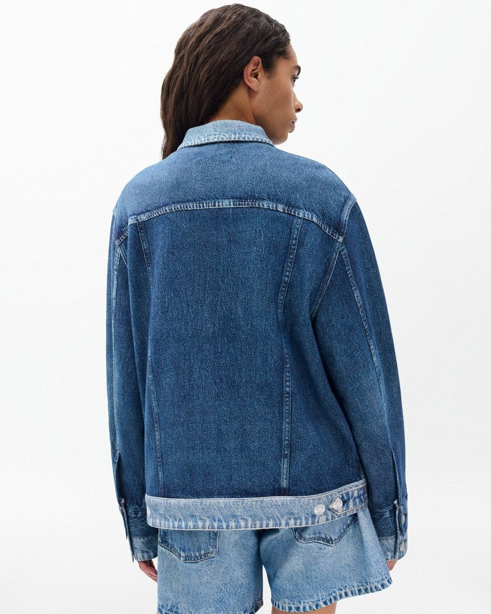 Miramar Oversized Combo Trucker Jacket - Double Indigo
