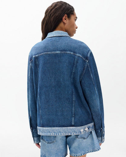 Miramar Oversized Combo Trucker Jacket - Double Indigo
