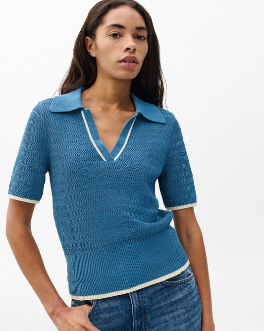 Costi Knit Polo Shirt - Fog Blue