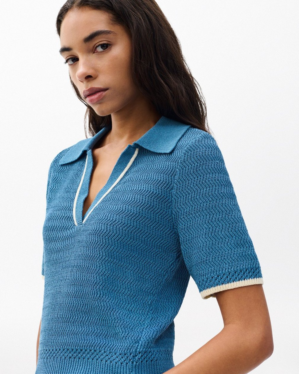 Costi Knit Polo Shirt - Fog Blue