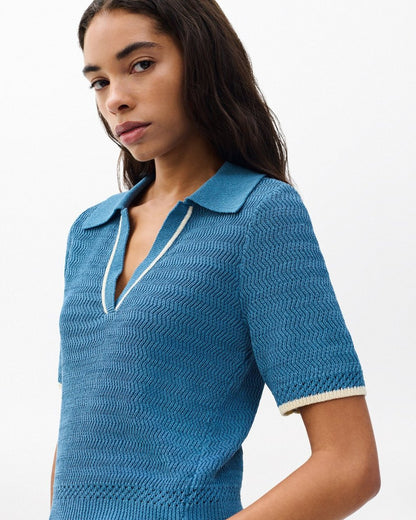 Costi Knit Polo Shirt - Fog Blue