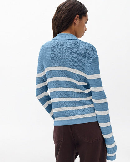 Costi Striped Cardigan - Fog Blue