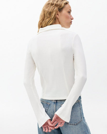 The Knit Ribbed Buttoned Cardigan - Ivory