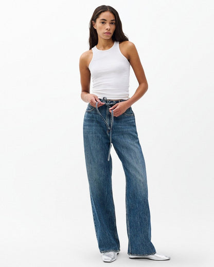 Phoebe Drawstring Wide-Leg Jeans - Delcan
