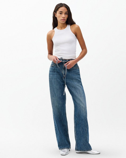 Phoebe Drawstring Wide-Leg Jeans - Delcan