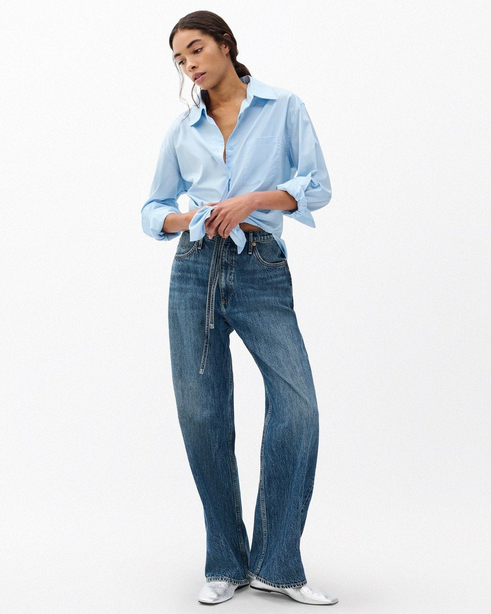 Phoebe Drawstring Wide-Leg Jeans - Delcan