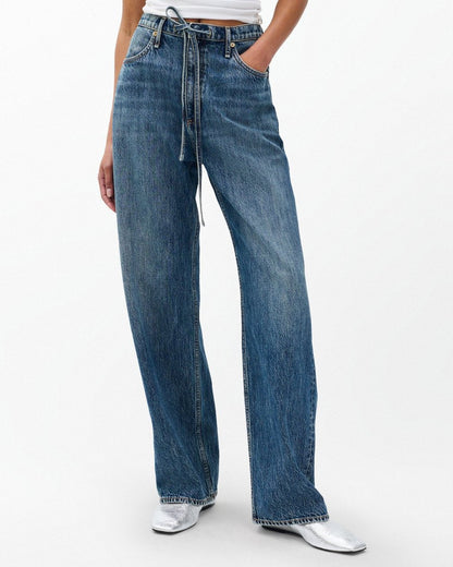 Phoebe Drawstring Wide-Leg Jeans - Delcan