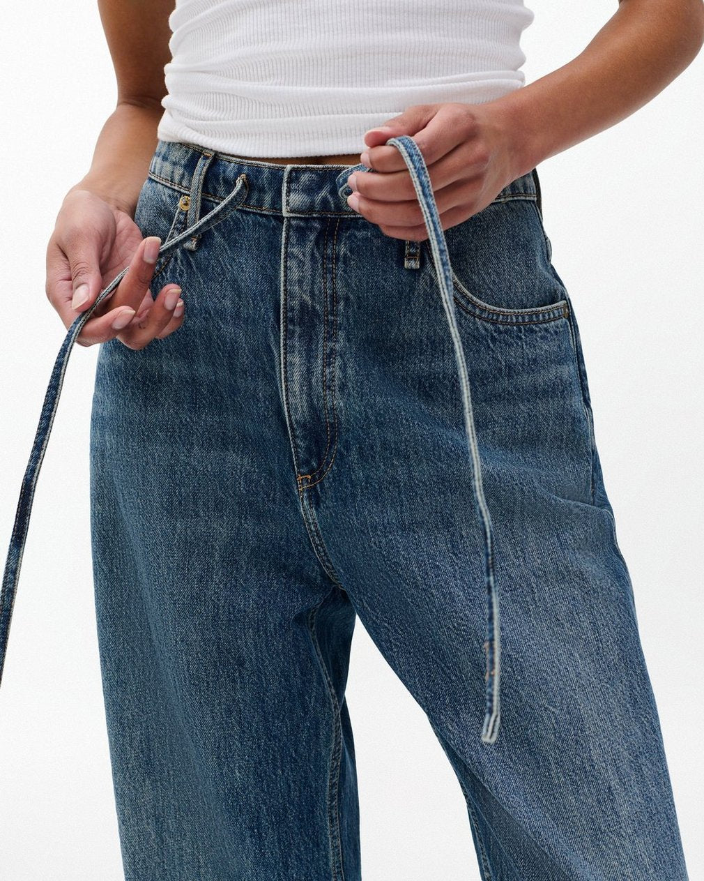 Phoebe Drawstring Wide-Leg Jeans - Delcan