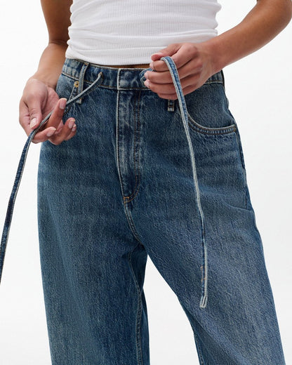 Phoebe Drawstring Wide-Leg Jeans - Delcan