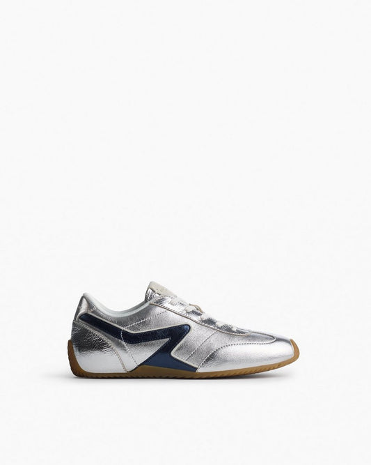 Ultra Slim Retro Runner Sneakers - Silver Navy