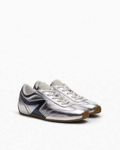 Ultra Slim Retro Runner Sneakers - Silver Navy
