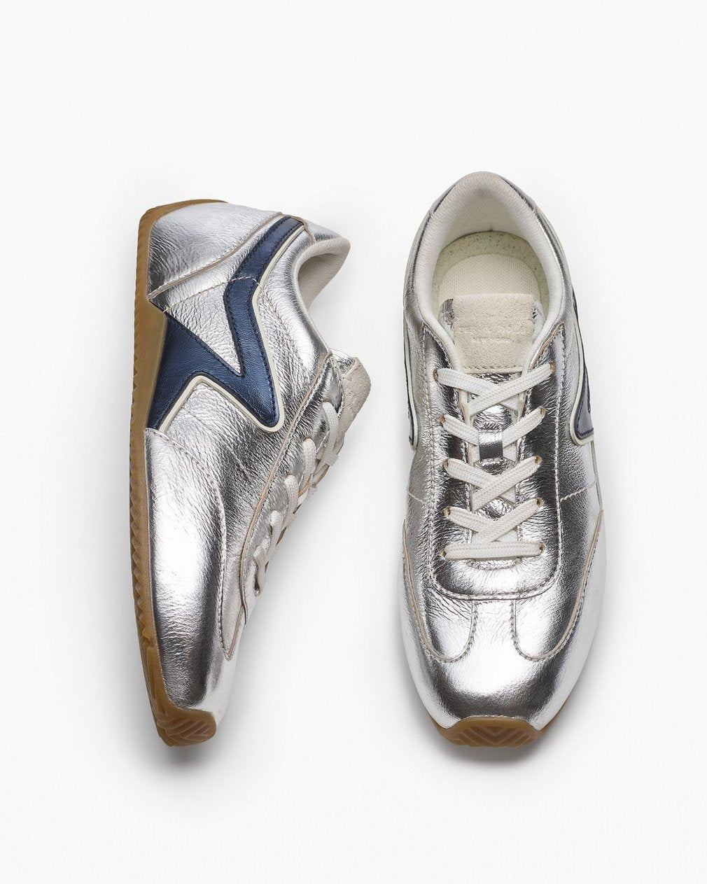 Ultra Slim Retro Runner Sneakers - Silver Navy
