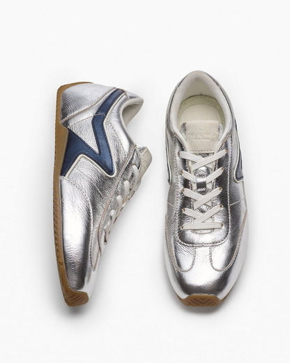 Ultra Slim Retro Runner Sneakers - Silver Navy