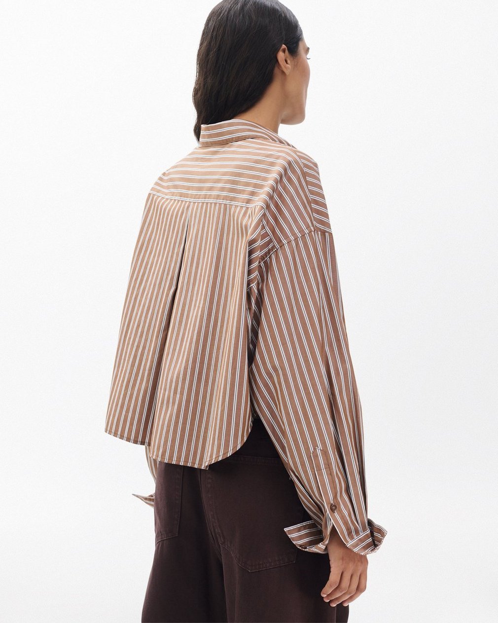Marin Cropped Striped Shirt - Tobacco Stripe