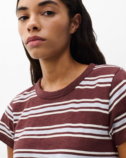 The Slub Striped Tee - Brown Blue Multi
