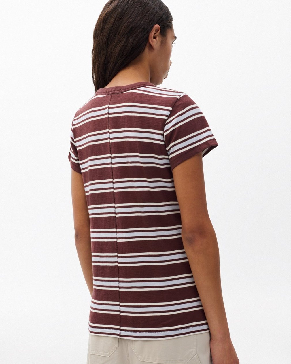 The Slub Striped Tee - Brown Blue Multi