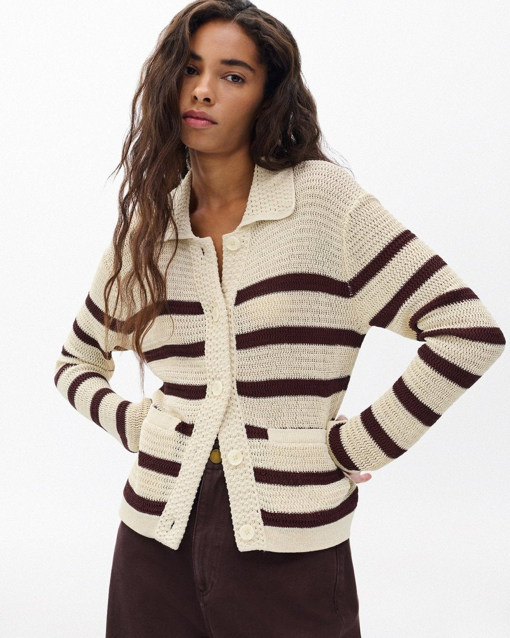 Costi Striped Cardigan - Turtledove