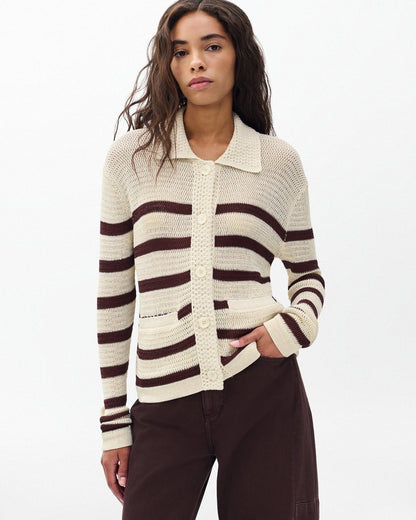 Costi Striped Cardigan - Turtledove
