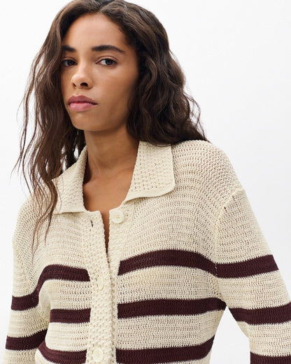 Costi Striped Cardigan - Turtledove