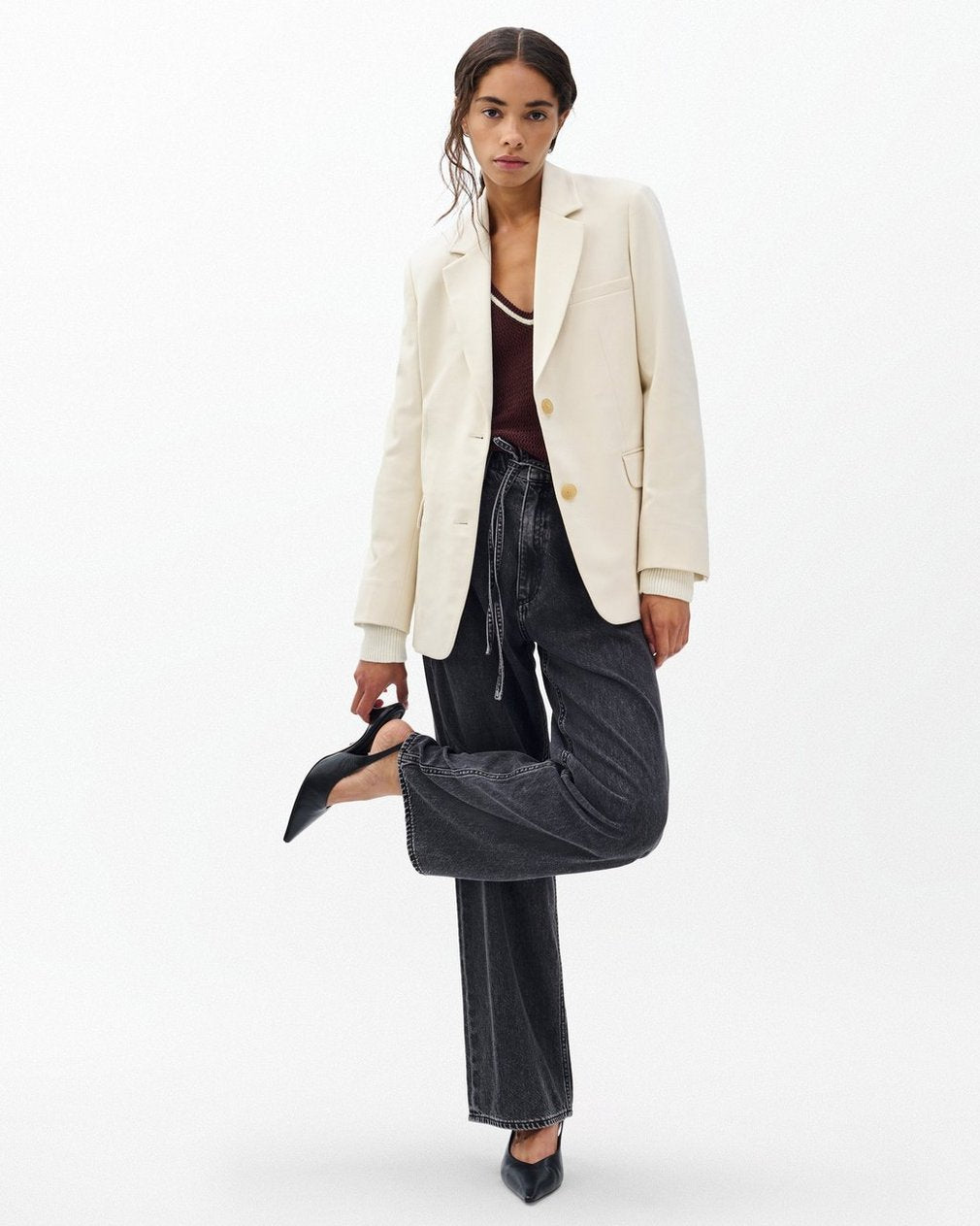 Phoebe Wide-Leg Drawstring Jeans - Angelique