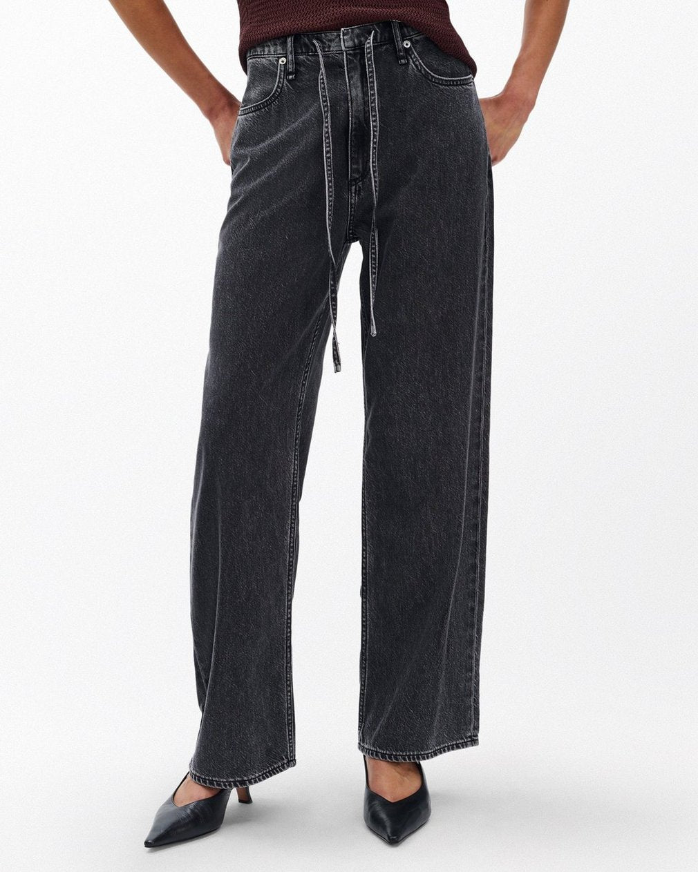 Phoebe Wide-Leg Drawstring Jeans - Angelique