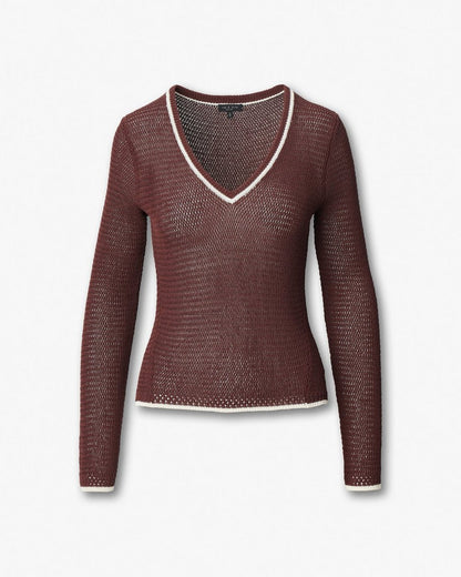 Costi V-Neck Sweater - Chocolate Brown