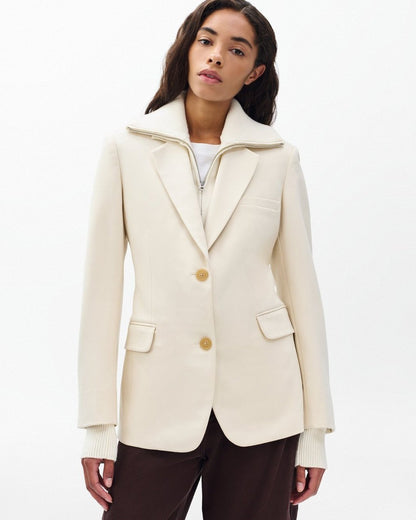 Frank Mixed-Media Blazer - Turtledove