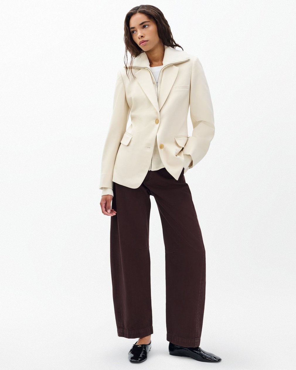 Frank Mixed-Media Blazer - Turtledove