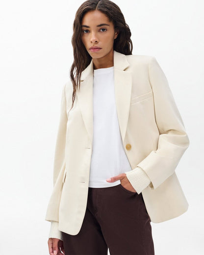 Frank Mixed-Media Blazer - Turtledove