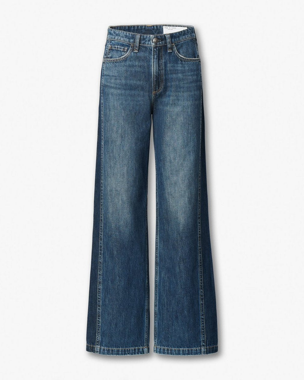 Logan Spliced Wide-Leg Jeans - Two Tone Dk Indigo