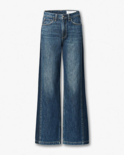 Logan Spliced Wide-Leg Jeans - Two Tone Dk Indigo