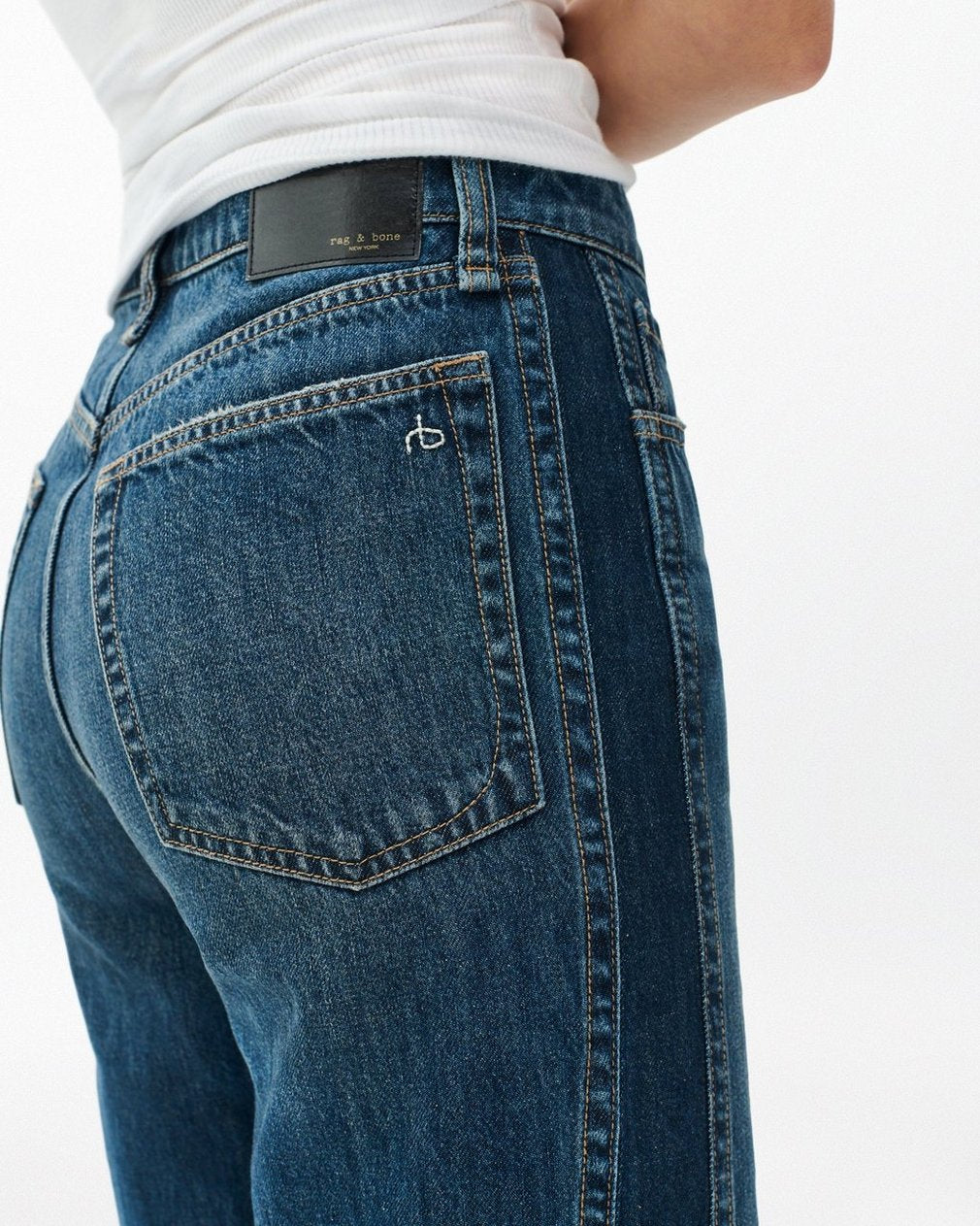 Logan Spliced Wide-Leg Jeans - Two Tone Dk Indigo
