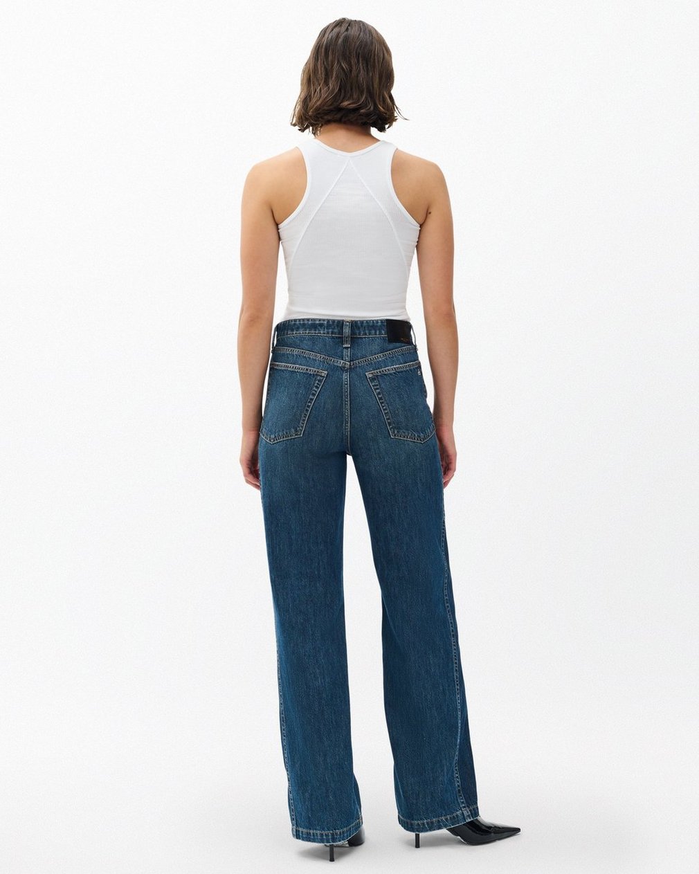 Logan Spliced Wide-Leg Jeans - Two Tone Dk Indigo