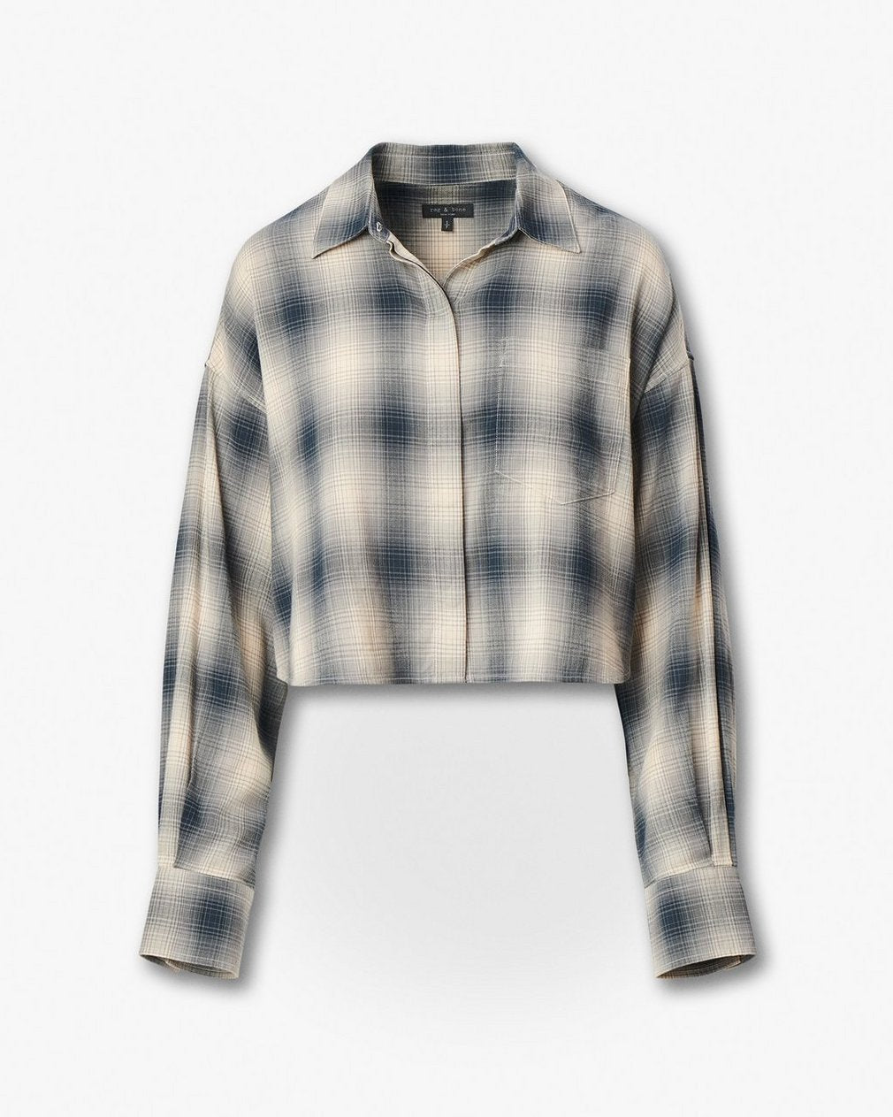 Marin Cropped Plaid Shirt - Navy Plaid