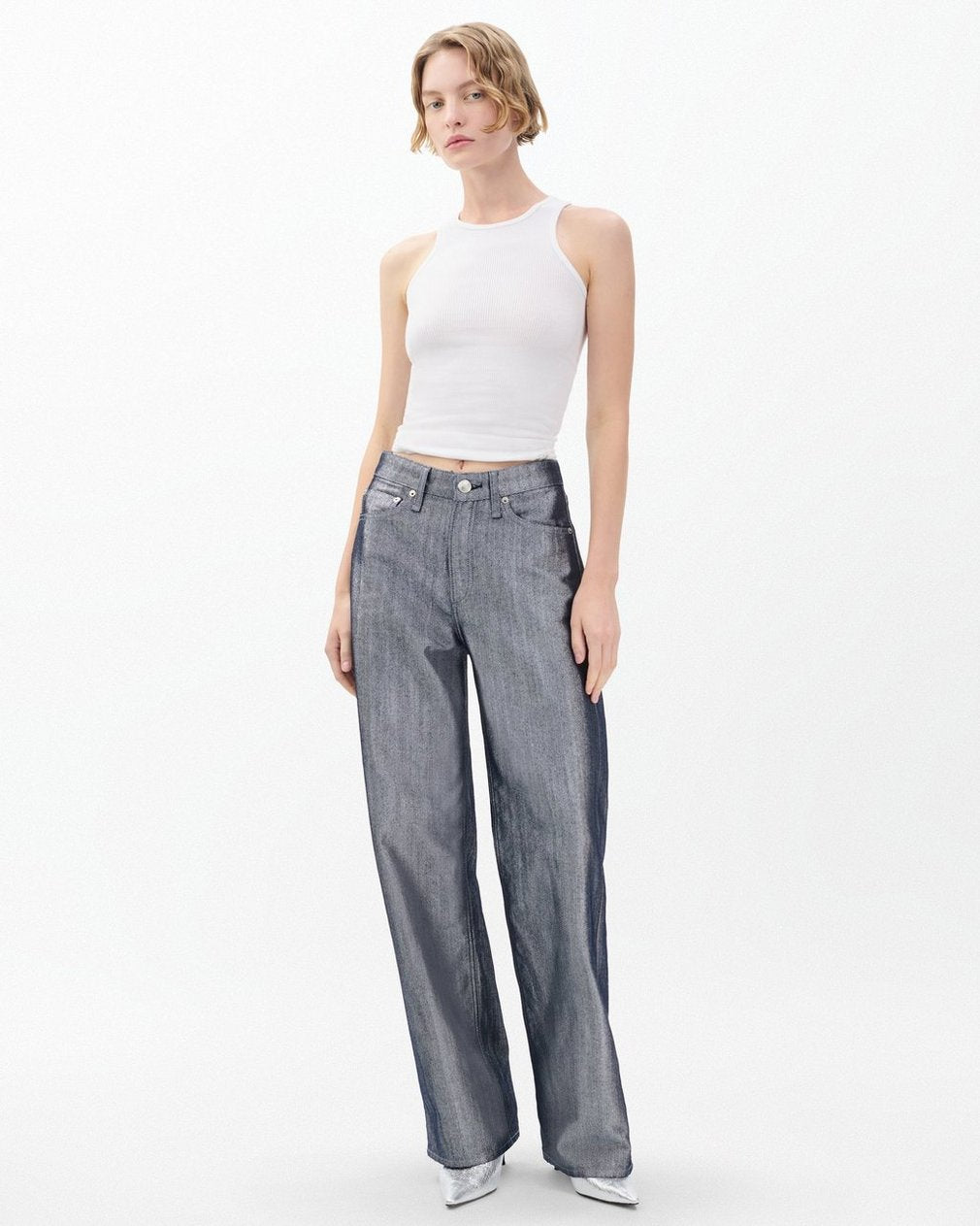 Logan Wide-Leg Jeans - Indigo Lurex