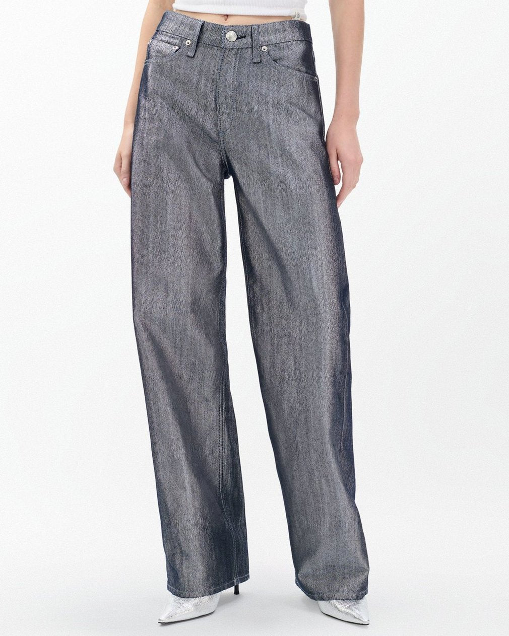 Logan Wide-Leg Jeans - Indigo Lurex