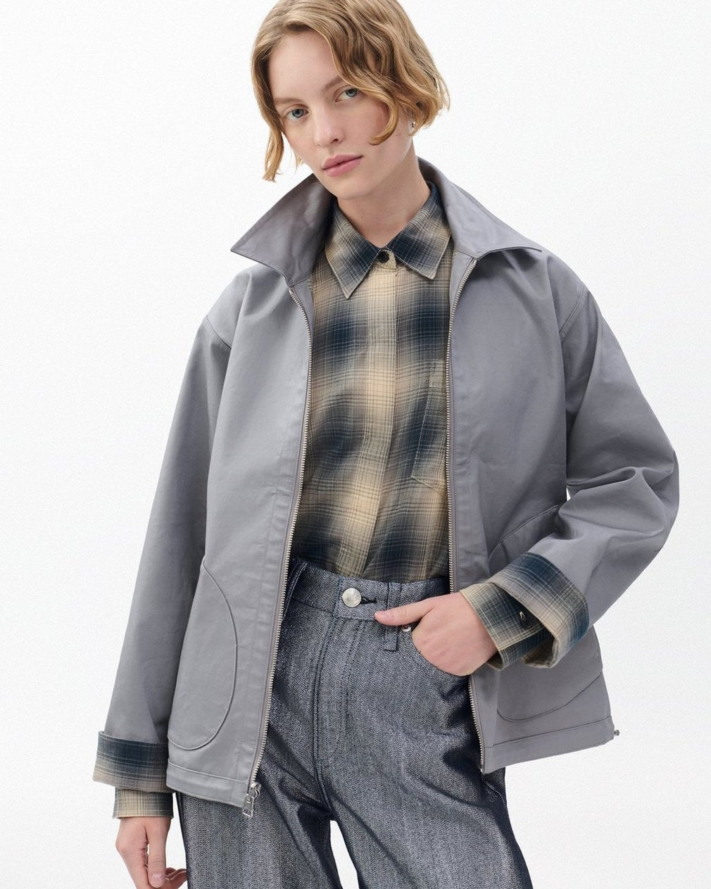 Carrie Reversible Jacket - Grey Plaid