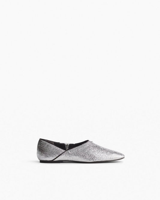 Sadie Leather Flats - Silver