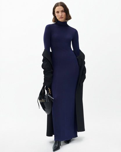 Elsa Metallic Maxi Dress - Dark Blue