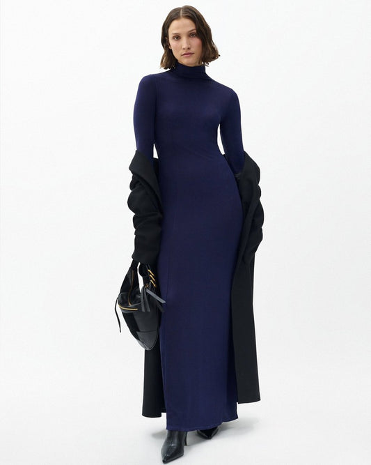 Elsa Metallic Maxi Dress - Dark Blue