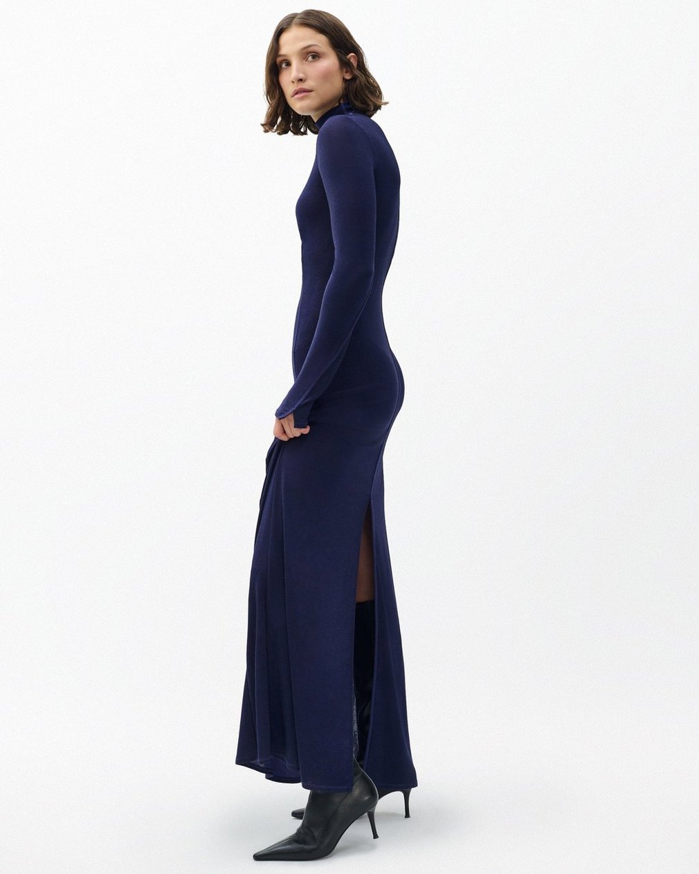 Elsa Metallic Maxi Dress - Dark Blue