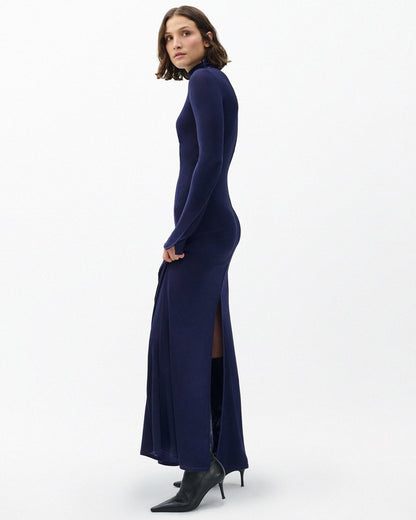 Elsa Metallic Maxi Dress - Dark Blue