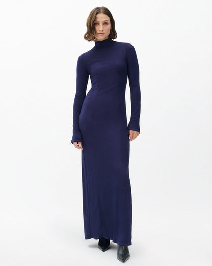 Elsa Metallic Maxi Dress - Dark Blue