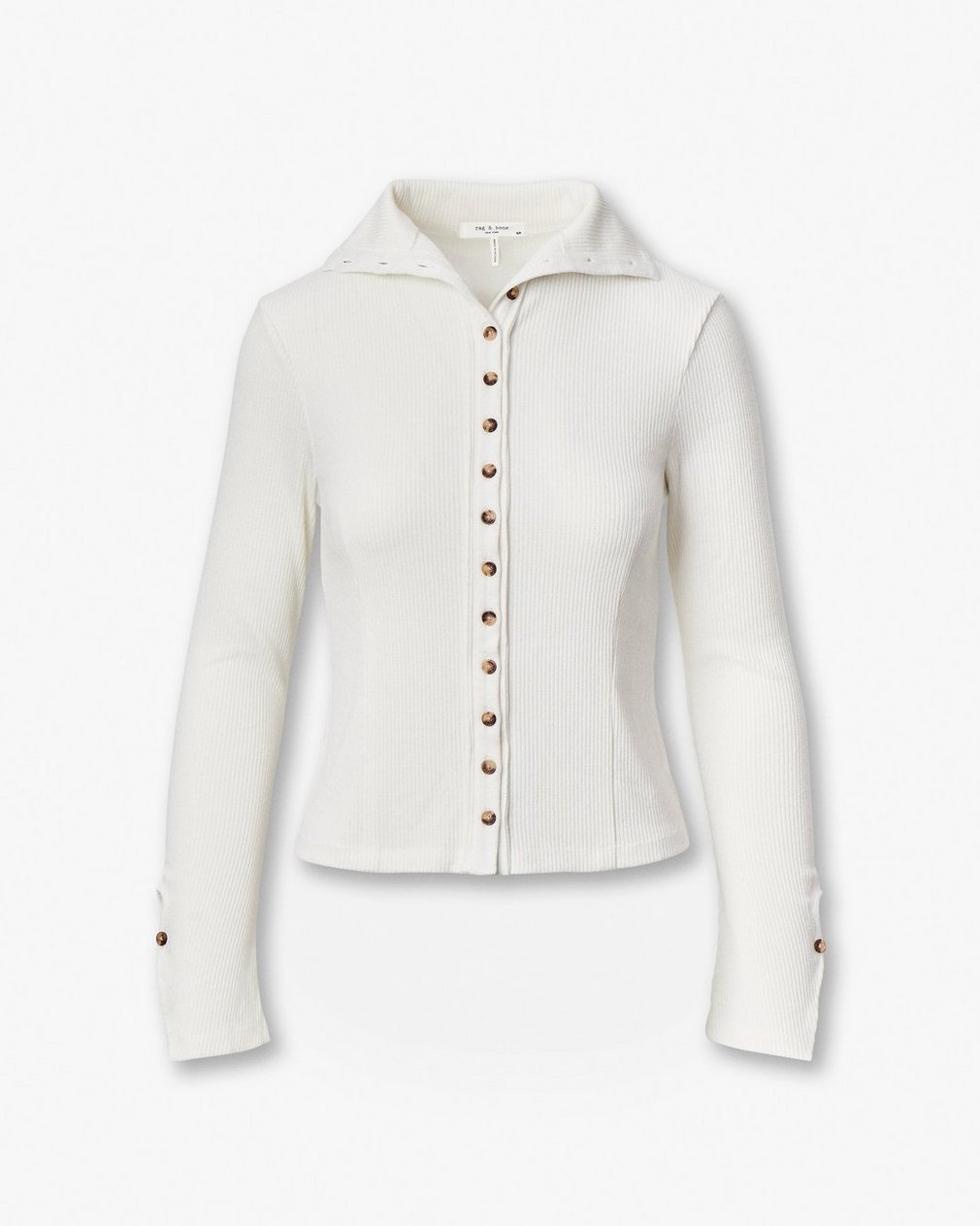 The Knit Ribbed Buttoned Cardigan - Ivory