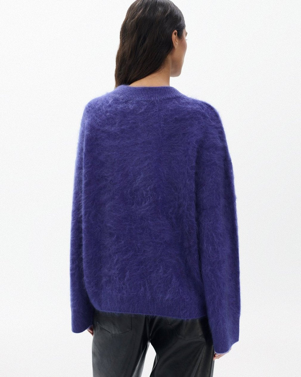 Jada Brushed Cashmere V-Neck Sweater - Dark Blue